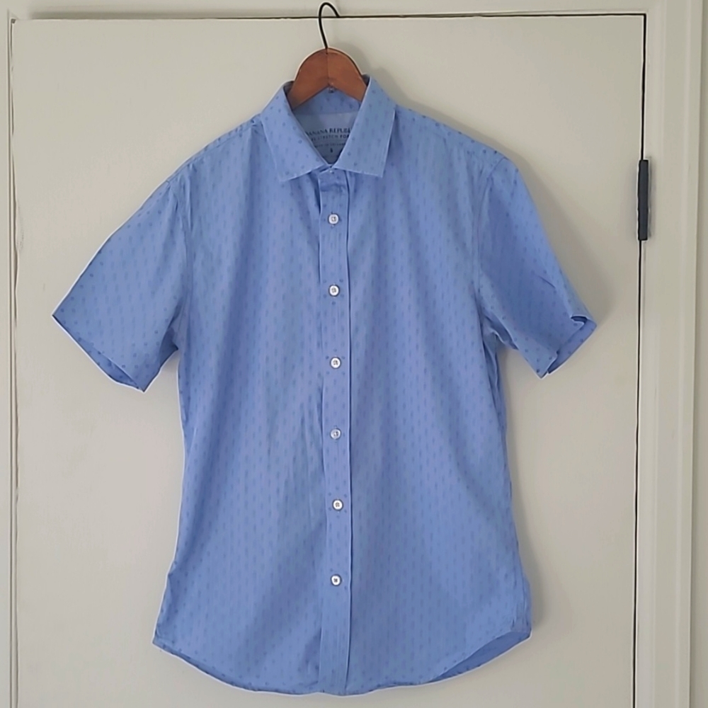 Banana Republic Luxe Stretch Poplin Grant Slim Fit Shirt Men's Small ◇ pattern
